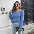 Loose V-neck Women’s Sweater with Twist Design Everyday Wonders