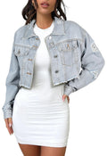 Women's Cropped Frayed Denim Jacket – Ripped Raw Hem Jean Jacket Everyday Wonders