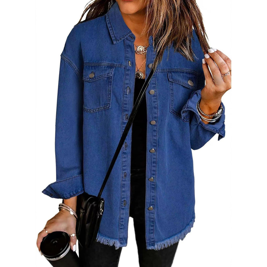 Women's Oversized Denim Jacket – Lightweight Boyfriend Button-Down Long Jean Coat Everyday Wonders